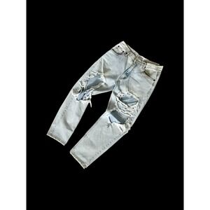 ONE TEASPOON Women's 27 Light Wash Boyfriend Distressed Denim Jeans Aritzia Cali